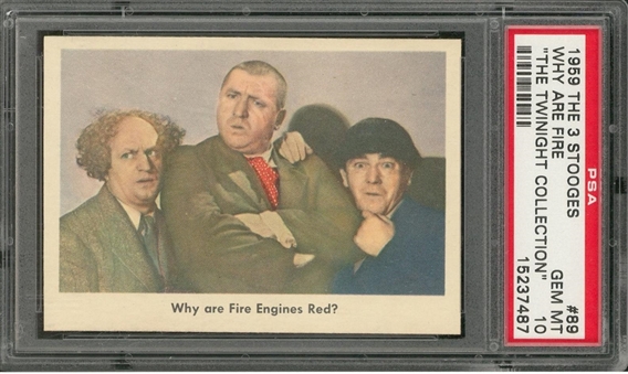 1959 Fleer "Three Stooges" #89 "Why Are Fire Engines Red?" – PSA GEM MT 10 "1 of 2!"